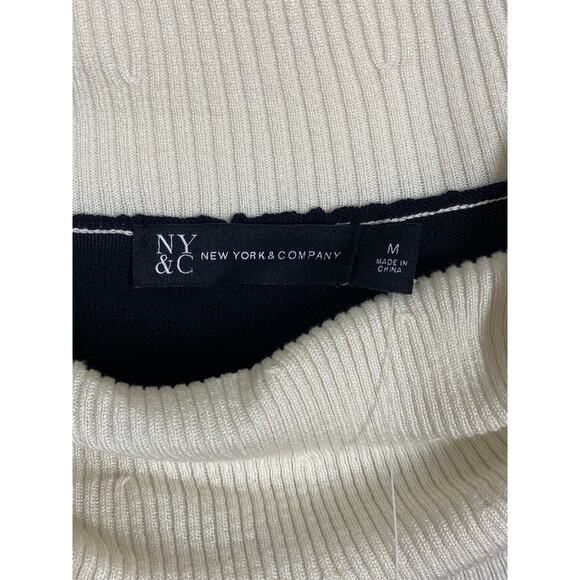 New York & Co Color Block Sweater Cream Gray Black Size Med NEW - Picture 4 of 8